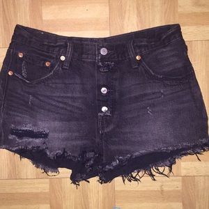 Levi Black Jean Distressed Shorts